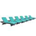 Ergode Convene Chaise Outdoor Patio Set of 6 - Espresso Turquoise