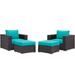 Ergode Convene 4 Piece Outdoor Patio Sectional Set - Espresso Turquoise