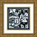 Vision Studio 15x15 Gold Ornate Wood Framed with Double Matting Museum Art Print Titled - Blue and White Floral Motif III