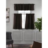 3S Brother s Solid Linen Look Curtains Drapes Kitchen Valance Set of 3 Hanging Rod Pocket Window Valance Treatments Decorative Valances Tiers CafÃ© Curtains (Dark Brown 50 x14 Valance - 24 x36 Tiers)