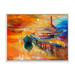 Boats Near Coastal Town Resting On The Water III 32 in x 16 in Framed Painting Canvas Art Print by Designart