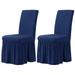 Subrtex 2/4PCS Dining Room Chair Covers Slipcovers with Skirt Jacquard Chair Slipcovers Furniture Protector Set of 4 Navy