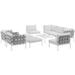 Ergode Harmony 10 Piece Outdoor Patio Aluminum Sectional Sofa Set - White White