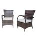 Direct Wicker 2 Piece Outdoor Rattan Wicker Backrest Dining Chair with Cushions Brown