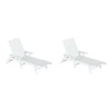 Costaelm Paradise Adirondack Outdoor Chaise Lounge with Arm (Set of 2) White