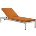 Ergode Shore Outdoor Patio Aluminum Chaise with Cushions - Silver Orange