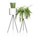 Set of 2 Modern White Planter with Metal Plant Stand 7 Inch Large Pot with Black Mid Century Stands Flower Pot Decor for Orchid Aloe Big Cactus 18 and 24 Inch Tall Indoor Decoration