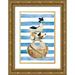 Charro Mercedes Lopez 11x14 Gold Ornate Wood Framed with Double Matting Museum Art Print Titled - Beach Glam II Navy on Stripes