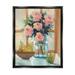 Stupell Industries Fresh Pink Roses & Fruit Kitchen Window Scene Painting Jet Black Floating Framed Canvas Print Wall Art Design by Tim OToole