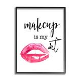 Stupell Industries Makeup Is My Art Glam Lips Typography Style Graphic Art Black Framed Art Print Wall Art Design by Daniela Santiago