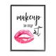 Stupell Industries Makeup Is My Art Glam Lips Typography Style Graphic Art Black Framed Art Print Wall Art Design by Daniela Santiago