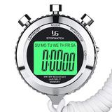 Silent Stopwatch Metal Stopwatch Digital Stopwatch with Countdown Timer 100 Lap Memory Large Display with Lanyard Suit for Sports Coach Referee Fitness Testing