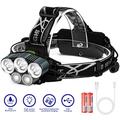 Rechargeable Headlamp 5 LED Headlamp Flashlight 3 Modes USB Rechargeable Waterproof Head Lamp for Outdoor Camping Cycling Running Fishing Head Lamps for Adults