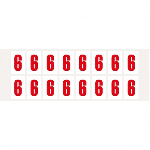 Aufkleber I Ziffer 6, weiß/rot, Folie, Schrifthöhe 25mm, 22x36mm, 320 Stück/Packung Image
