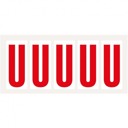 Aufkleber I Buchstabe U, weiß/rot, Folie, Schrifthöhe 75mm, 38x88mm, 100 Stück/Packung Image