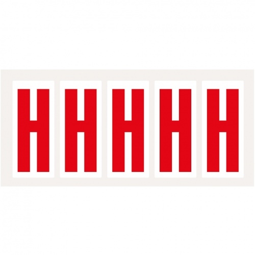 Aufkleber I Buchstabe H, weiß/rot, Folie, Schrifthöhe 75mm, 38x88mm, 100 Stück/Packung Image
