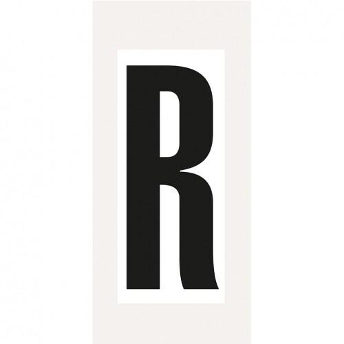 Aufkleber I Buchstabe R, weiß/schwarz, Folie, Schrifthöhe 150mm, 72x170mm, 20 Stück/Packung Image