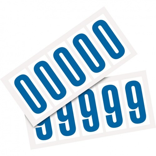 Aufkleber I Kombipackung Ziffer 0-9, weiß/blau, Folie, SH 75mm, 38x88mm, 10 je Ziffer/Packung Image