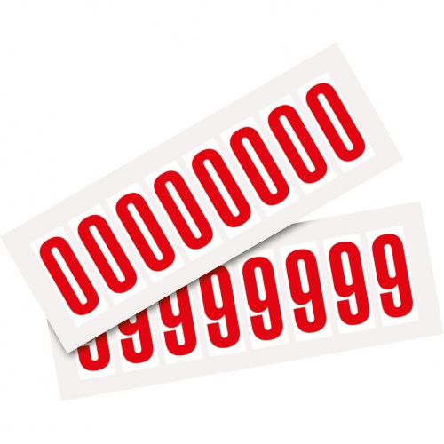 Aufkleber I Kombipackung Ziffer 0-9, weiß/rot, Folie, SH 50mm, 22x57mm, 16 je Ziffer/Packung Image
