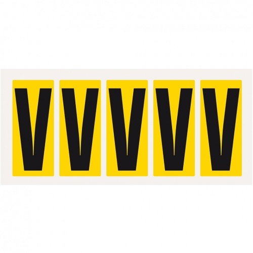 Aufkleber I Buchstabe V, gelb/schwarz, Folie, Schrifthöhe 75mm, 38x88mm, 100 Stück/Packung Image