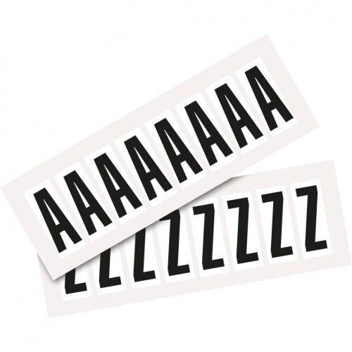 Aufkleber I Kombipackung Buchstabe A-Z, weiß/schwarz, Folie, SH 50mm, 22x57mm, 8 je Buchst./PAK Image