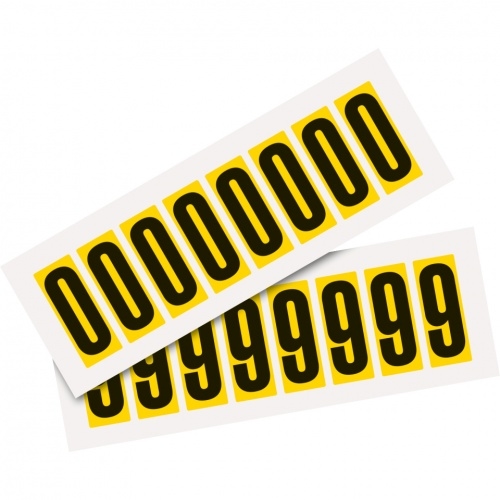 Aufkleber I Kombipackung Ziffer 0-9, gelb/schwarz, Folie, SH 50mm, 22x57mm, 16 je Ziffer/Packung Image