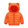 Rollbacks! ZCFZJW Winter Warm Down Coats with Cute Ear Hoodie for Kids Baby Boy Girls Super Thick Padded Puffer Jacket Lightweight Zip Up Hooded Coat Outwear(Orange 6-12 Months)