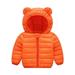 Rollbacks! ZCFZJW Winter Warm Down Coats with Cute Ear Hoodie for Kids Baby Boy Girls Super Thick Padded Puffer Jacket Lightweight Zip Up Hooded Coat Outwear(Orange 6-12 Months)