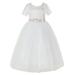 Ekidsbridal Ivory Floral Lace Tulle Flower Girl Dresses Wedding Reception Mini Bridal Gown for Toddlers LG2R7 8