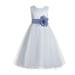 Ekidsbridal Ivory V-Back Lace Edge Junior Flower Girl Dress Wedding Tulle Junior Pageant Gown for Toddlers 183T 10