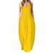 Summer Dresses for Women 2022 Sexy Sleeveless Loose Casual Solid Color Long Dress Spring Beach Maxi Dress with Pocket