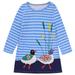 Autumn Children s Girl s Clothing Tshirt Long Sleeve Cartoon Striped Embroidered Dress