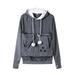 CLESALE Hooded Sweatshirts Women s Casual Pet Dog Cat Holder Carrier Coat Pouch Large Pocket Hoodie Tops Women S Fashion Hoodies & Sweatshirts Dark Gray XL