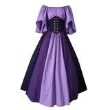 Prom Medieval Renaissance Victorian Dress for Women Gothic Clothing Ball Gown Costumes Plus Size Long Sleeve Gowns Halloween for Women