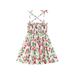 Jxzom Toddler Baby Girls Strap A-line Dress Stripe/Floral Sundress Summer Clothes Lace-Up Suspender Dress