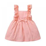 Toddler Baby Girl Cotton Linen Dress Summer Ruffle Sleeveless Kids Princess Party Dresses Sundress