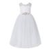 Ekidsbridal White Floral Lace Neck A-Line Keyhole Back Flower Girl Dress Pretty Princess 178R3 8