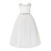 Ekidsbridal Ivory Floral Lace Neck A-Line Keyhole Back Flower Girl Dress Christening 178R4 4