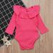 Aayomet Baby Bodysuit Winter Winter Jumpsuit For Baby Boy Baby Girl Clothes Solid Ruffle Long Sleeve Romper Bodysuit Tops One Piece Jumpsuit Fall Winter Outfit Hot Pink 6-12 Months