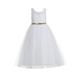 Ekidsbridal Ivory Floral Lace Scoop Neck A-Line Flower Girl Dresses Keyhole Back Birthday Party Formal Photoshoot 178 2