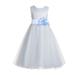 Ekidsbridal Ivory V-Back Lace Edge Junior Flower Girl Dress Wedding Tulle Junior Pageant Gown for Toddlers 183T 12