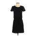 Lou & Grey Casual Dress Crew Neck Short sleeves: Black Print Dresses - Women's Size X-Small