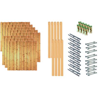 Bohlenzaun TETZNER & JENTZSCH "Los Angeles 6", grün (grün, braun), H:180cm, Holz, Stahl, Zaunelemente, 8 Elemente, LxH: 