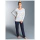 Schlafanzug TRIGEMA "TRIGEMA Bequemer mit Druck-Motiv" Gr. XXL, weiß Damen Homewear-Sets Pyjamas