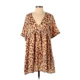 By Together Casual Dress - Popover: Tan Animal Print Dresses - Women's Size Small