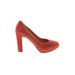 J.Crew Heels: Slip-on Chunky Heel Cocktail Orange Print Shoes - Women's Size 6 1/2 - Closed Toe