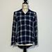 American Eagle Outfitters Tops | American Eagle Boyfriend Fit Blue Size Small Flannel Long Sleeve Button Up Shirt | Color: Black/Blue | Size: S
