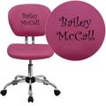 Personalized Mid-Back Pink Mesh Swivel Task Office Chair with Chrome Base [H-2376-F-PINK-TXTEMB-GG] - Flash Furniture H-2376-F-PINK-TXTEMB-GG