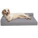 FurHaven Paw-Quilted L-Chaise Bolster w/ Orthopedic Polyester/Memory Foam in White/Brown | 6.5 H x 27 W x 36 D in | Wayfair 64481817