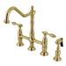 Kingston Brass Tudor Double Handle Widespread Double Handle Kitchen Faucet w/ Brass Spray | 8 W x 8.75 D in | Wayfair KS1277TALBS